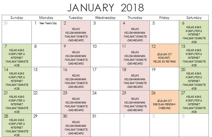 JADUAL AKTIVITI JAN 2018