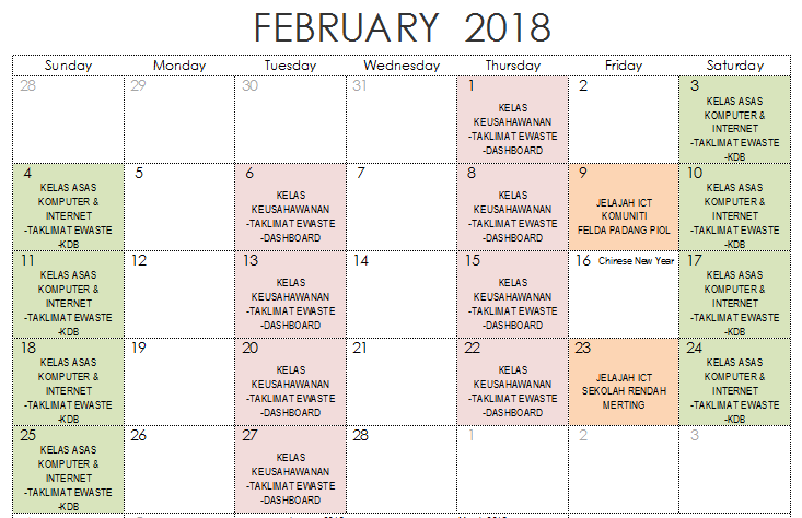 JADUAL AKTIVITI FEB 2018